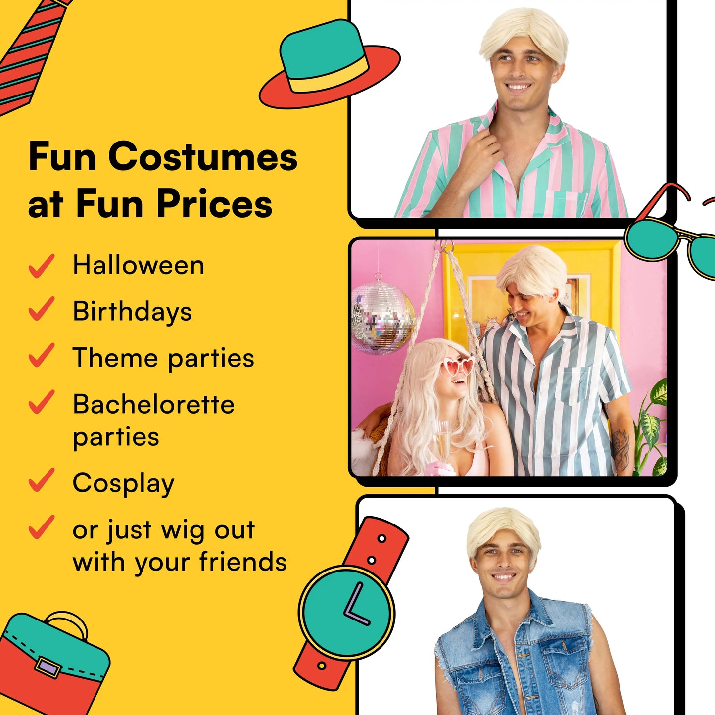 Blonde Beach Dude Wig