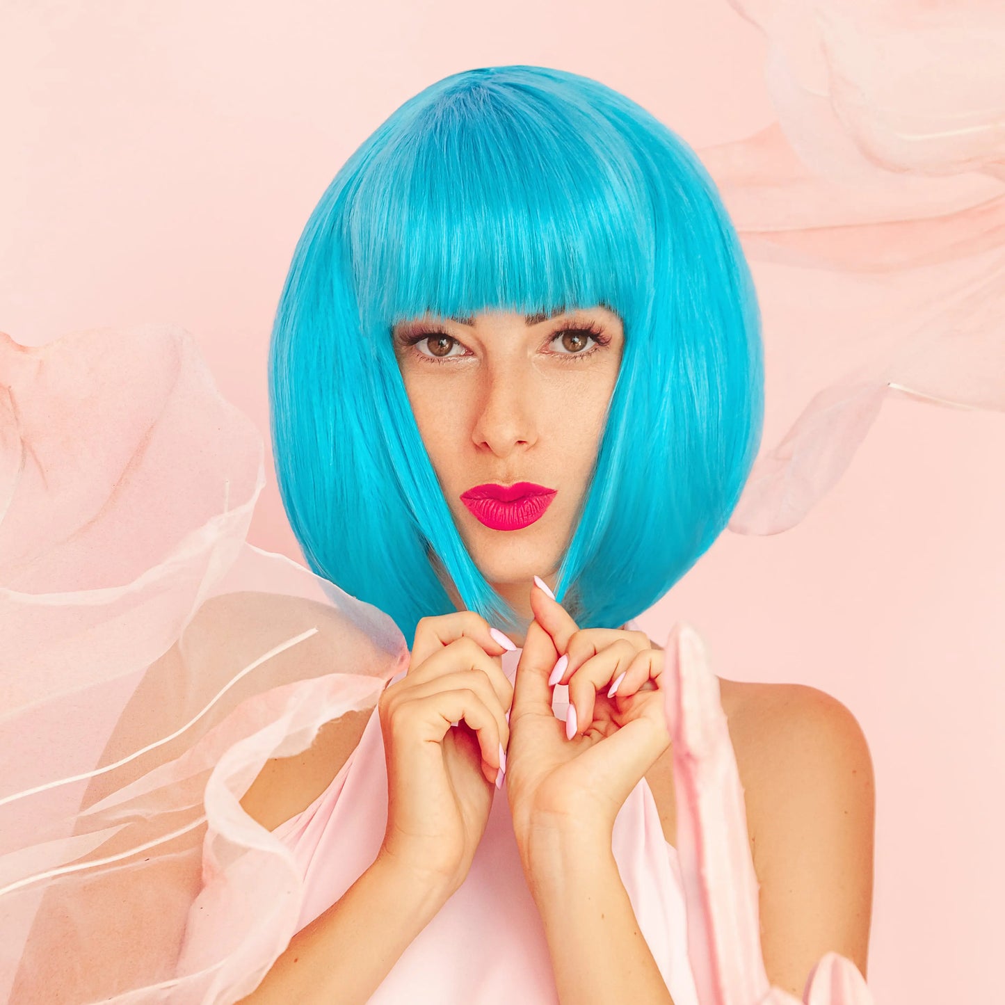 Blue Thick Bob Wig