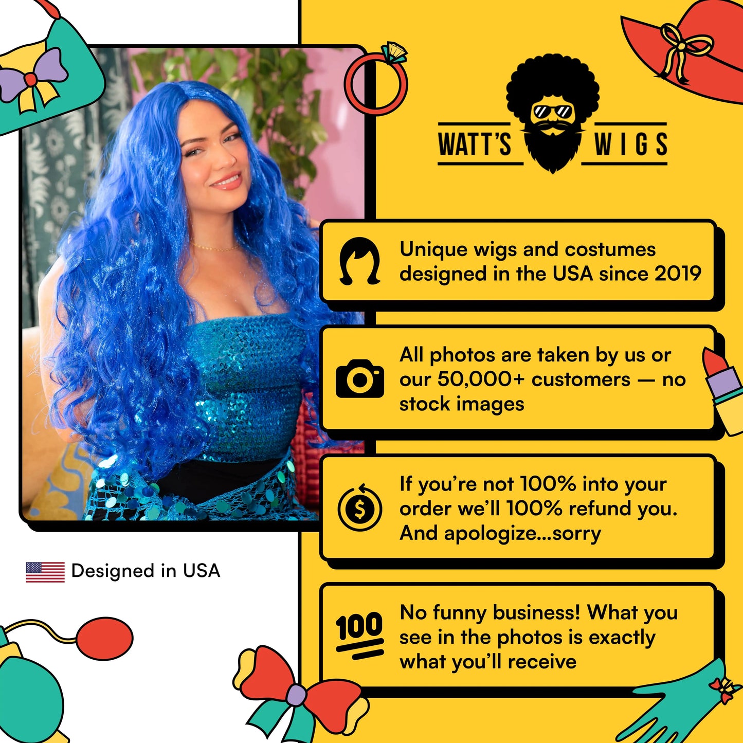 Blue Mermaid Doll Wig