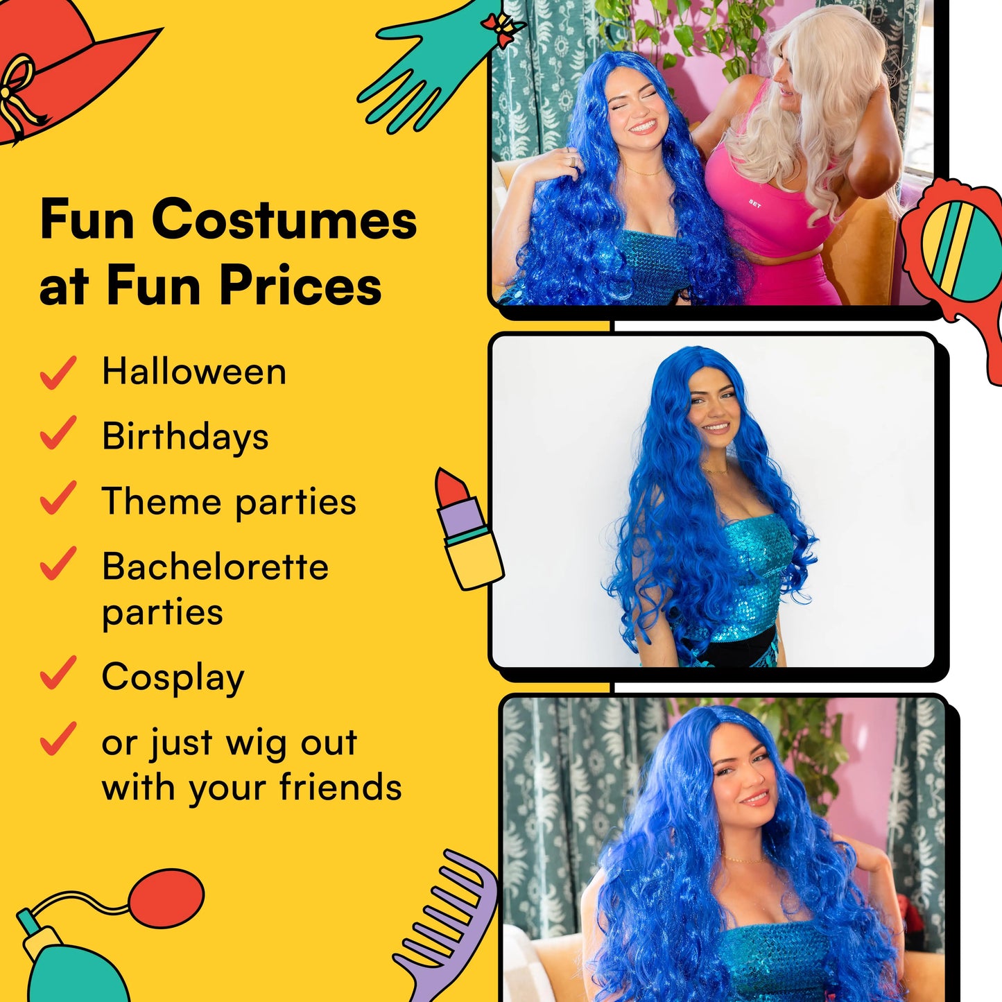 Blue Mermaid Doll Wig