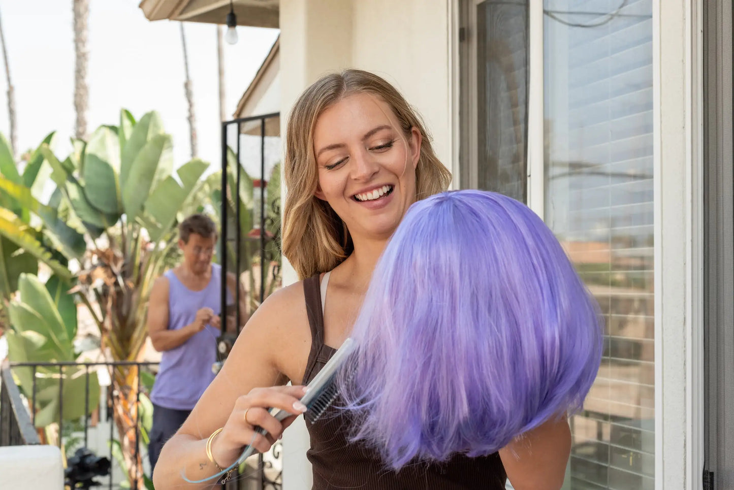 Purple Thick Bob Wig