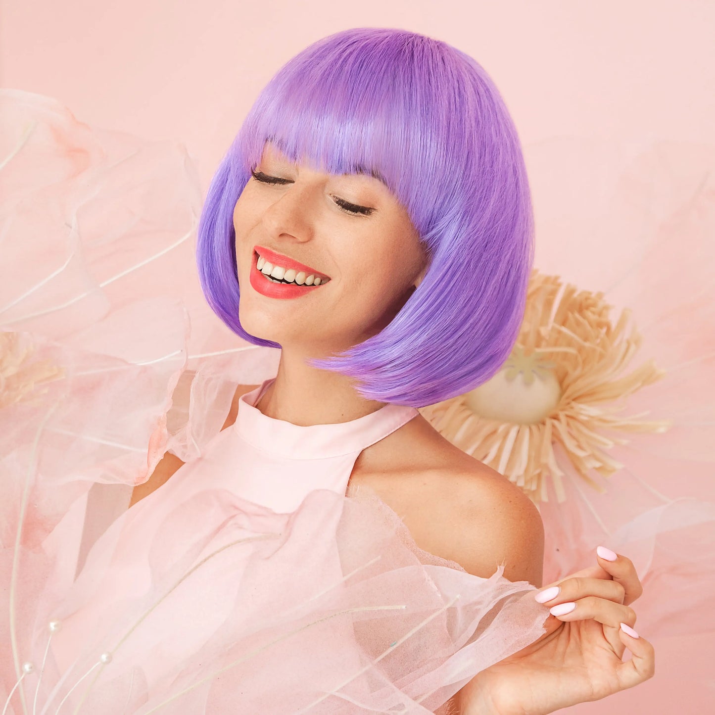 Purple Thick Bob Wig