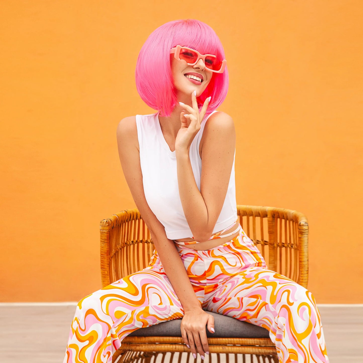 Pink Thick Bob Wig