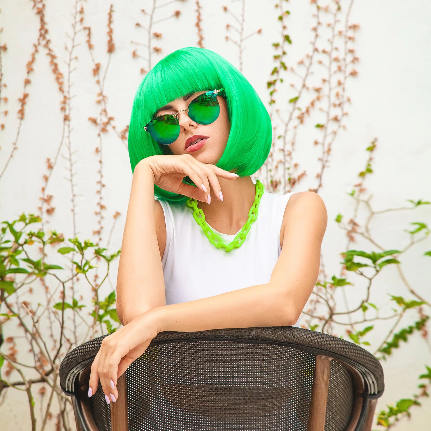Green Thick Bob Wig