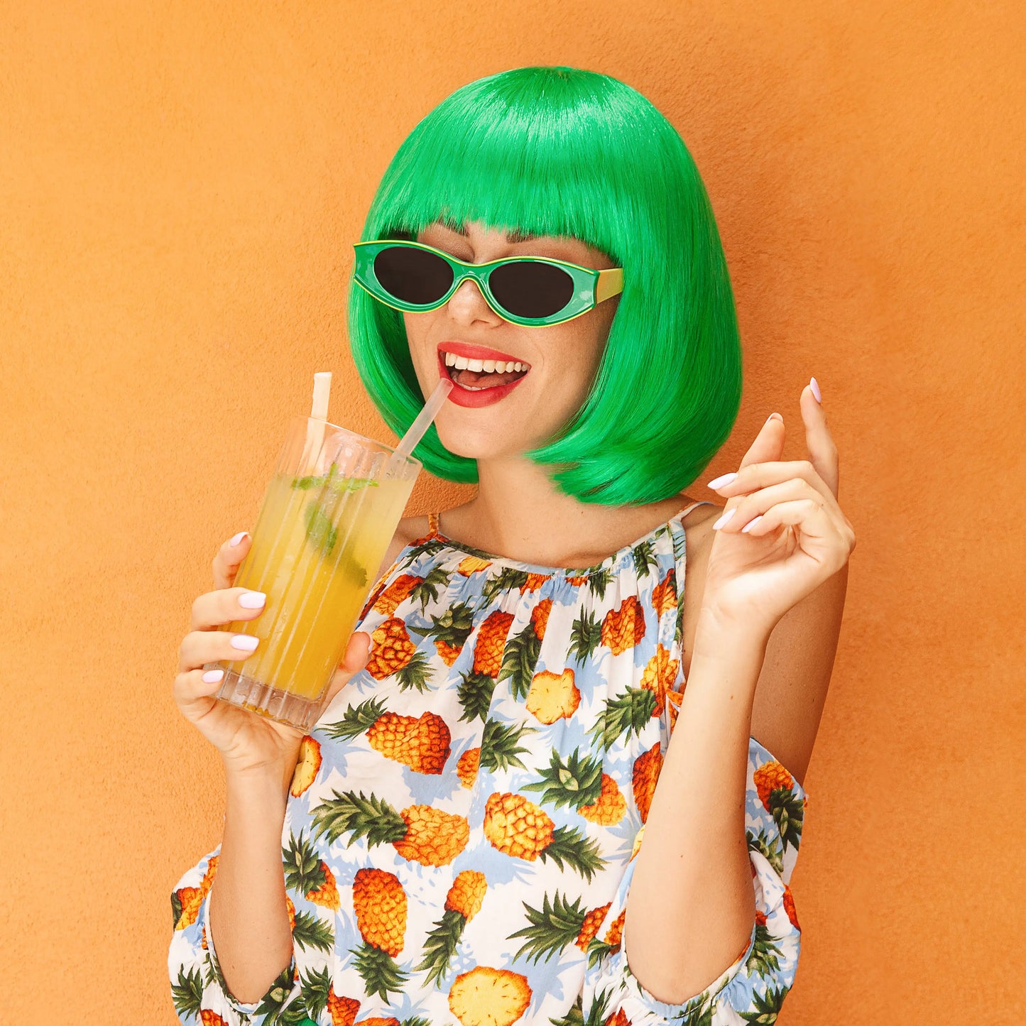 Green Thick Bob Wig