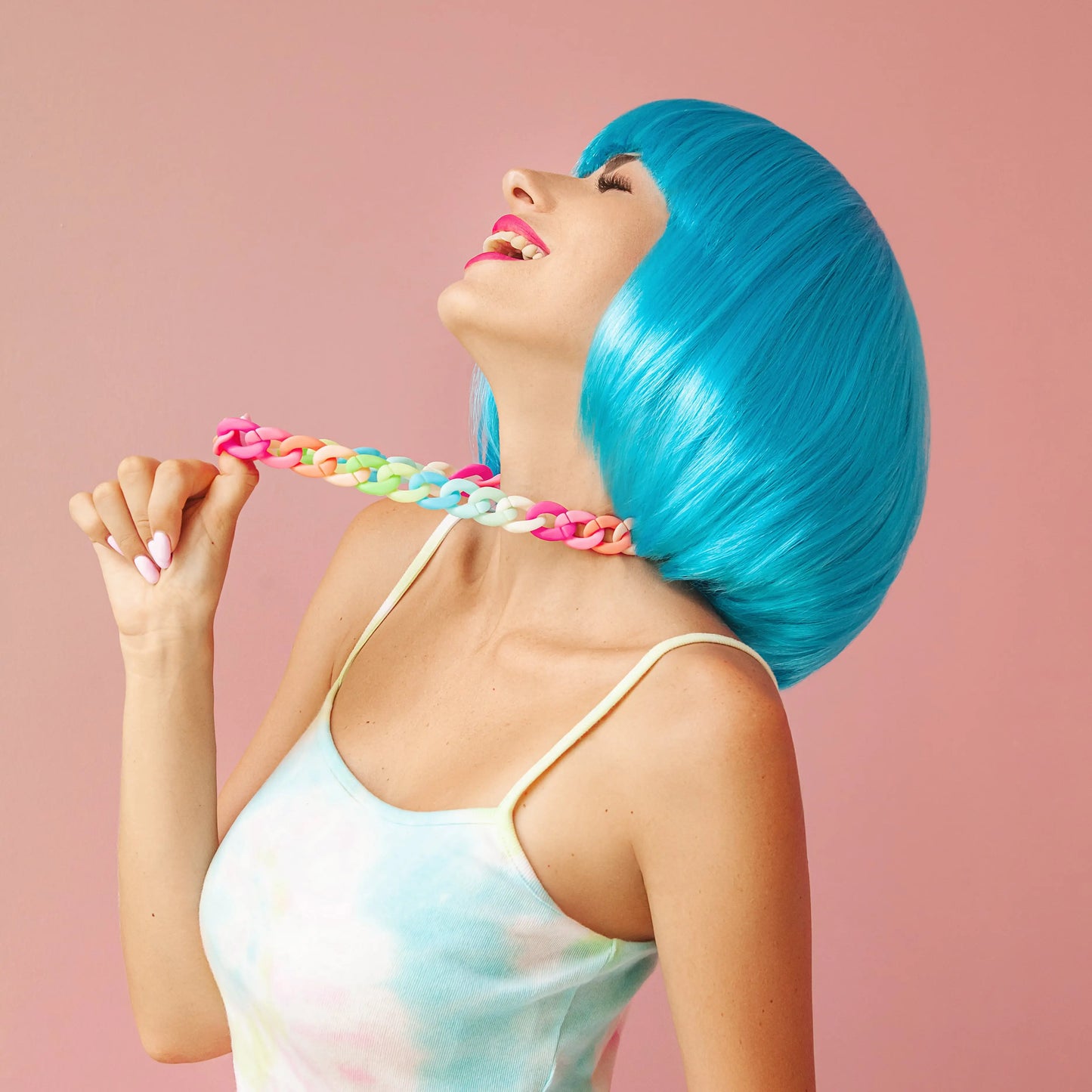 Blue Thick Bob Wig