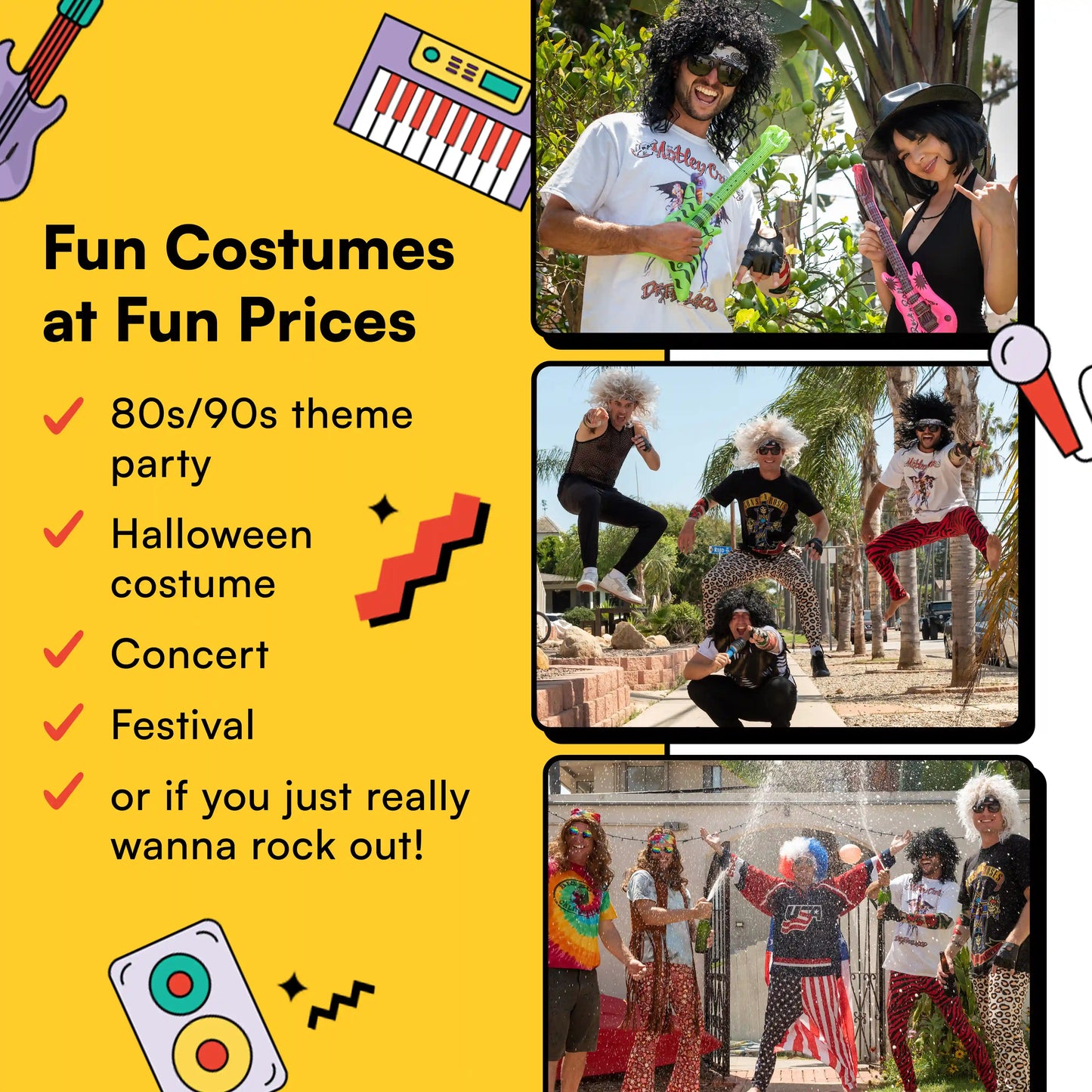 80's Hair Metal Rocker Costume Set (Black)