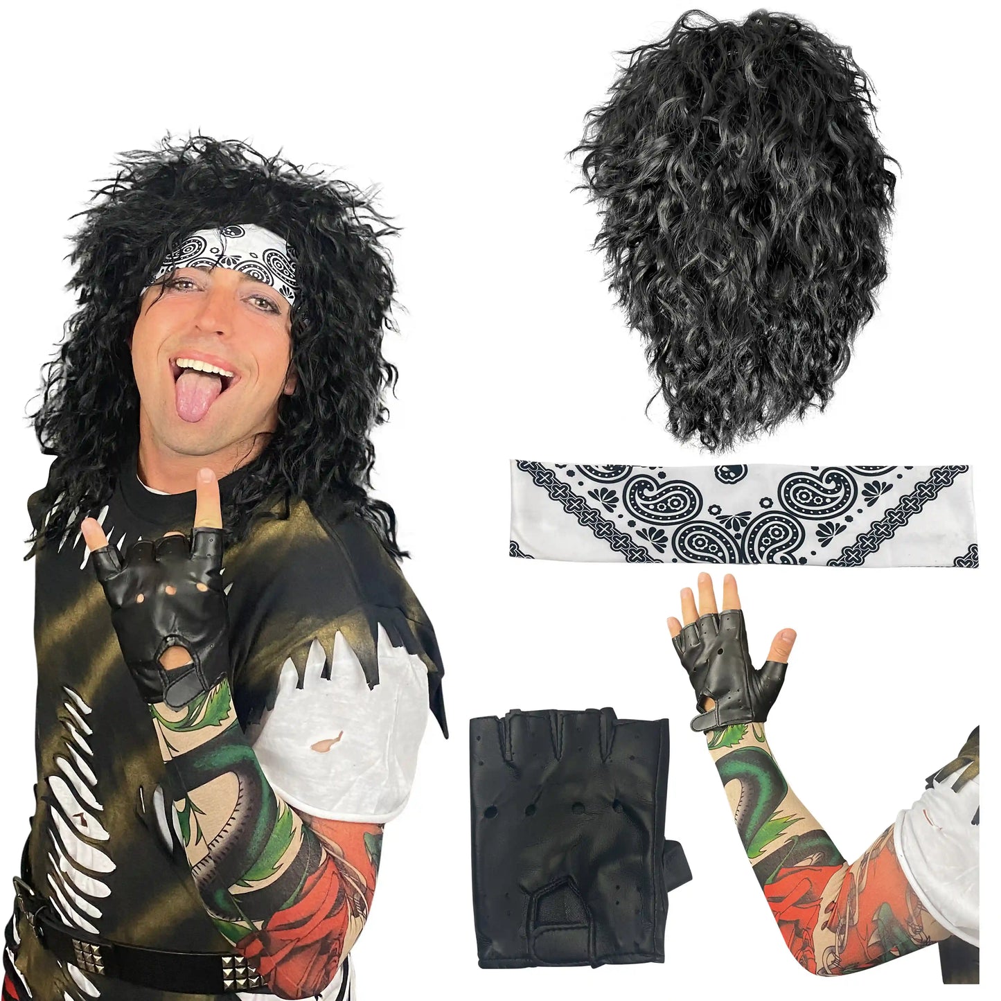 80's Hair Metal Rocker Costume Set (Black)